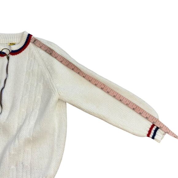 Grandpa Sweater Americana White Red Blue Women’s S/M Preppy Old Money Costal - Picture 9 of 11